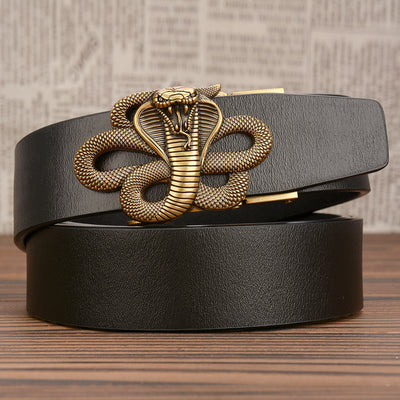 Automatic Buckle Belt Leather Cobra Casual Men