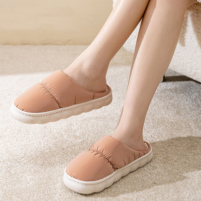 New Down Cotton Slippers Women Couple Winter Fashion Indoor Thick-soled Non-slip House Shoes Warm Floor Plush Slippers For Men