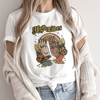 Fashion Tarot Women Print T-shirts Female Cartoon Tops