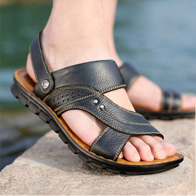 Men Sandals Summer Beach Shoes Adjustable Back Strap Design Slippers Slides