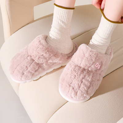 Warm Winter Plush Slippers Women Non-slip Thick-soled Fluffy Slippers Couple Slippers Men Indoor Bedroom Soft Solid House Shoes