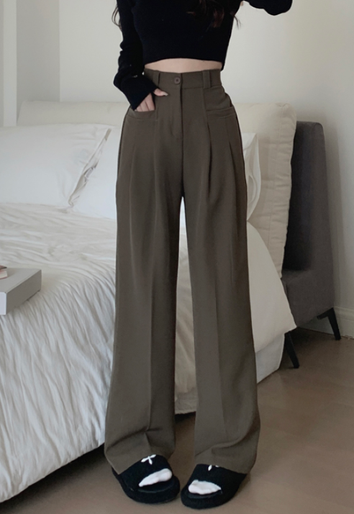 X316 new high waist thin straight wide leg suit pants all-match casual pants
