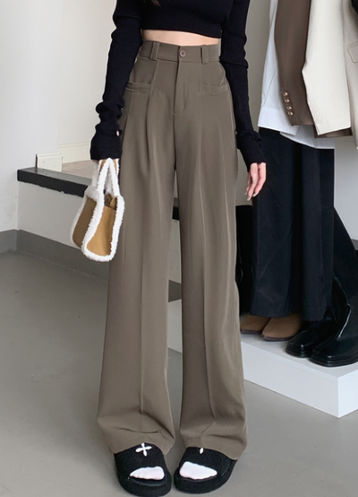 X316 new high waist thin straight wide leg suit pants all-match casual pants