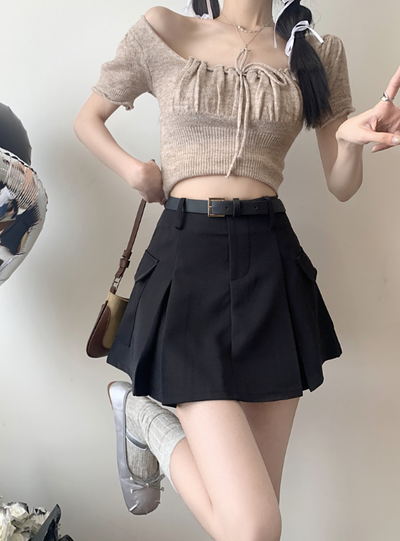 X481 Sweet casual double-pocket tooling short skirt female