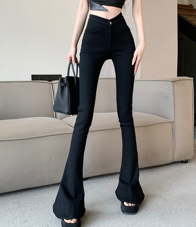 X294 New Pants women's spring and autumn design sense elastic hip-lifting high-waisted trousers