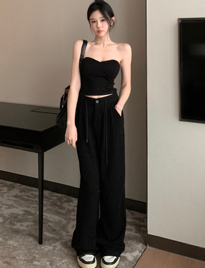 X300 New tube top + high waist casual wide-leg pants fashion suit female two-piece set