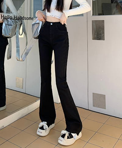W973 jeans  high-waist slim slim stretch flared pants
