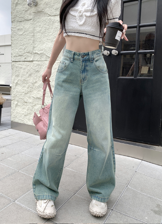 X594 jeans high waist trousers summer กางเกงยีนทรงบอยสวย
