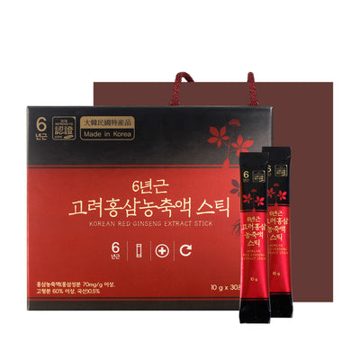 Jungwonsam Ginseng 6-year-old Korean Red Ginseng Concentrate Stick 10g* 30ea + Shopping Bag